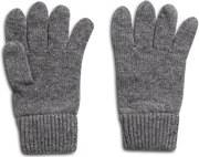 Knitted Wool Gloves - Dark Grey Melange